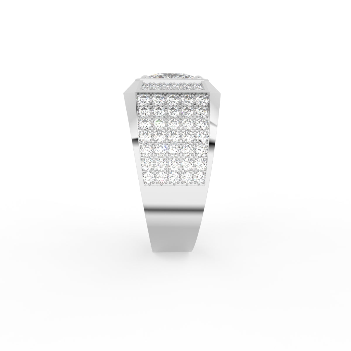 18K White Gold Bespoke Cushion Diamond Ring — SIDE