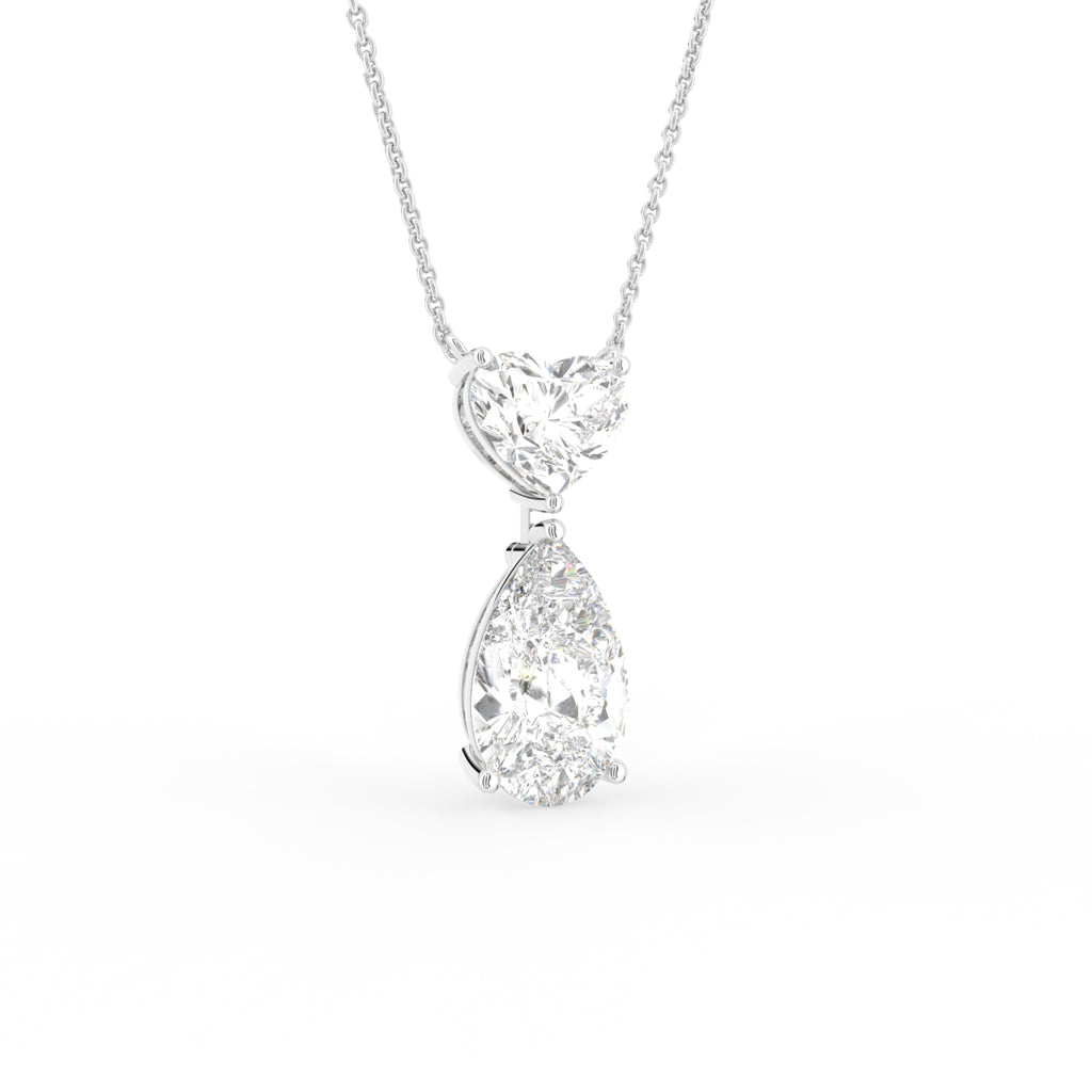 18K Heart Pear Diamond Pendant — 3D VIEW