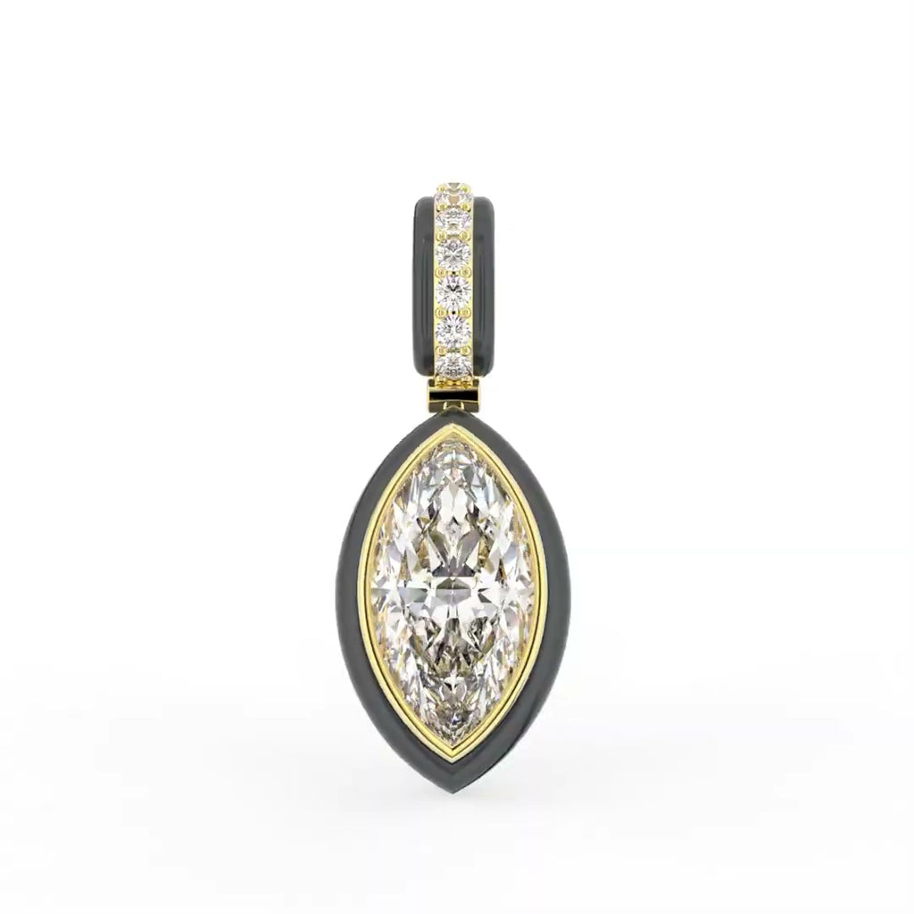 18K Marquise Solitaire Diamond Pendant — 3 COLOR