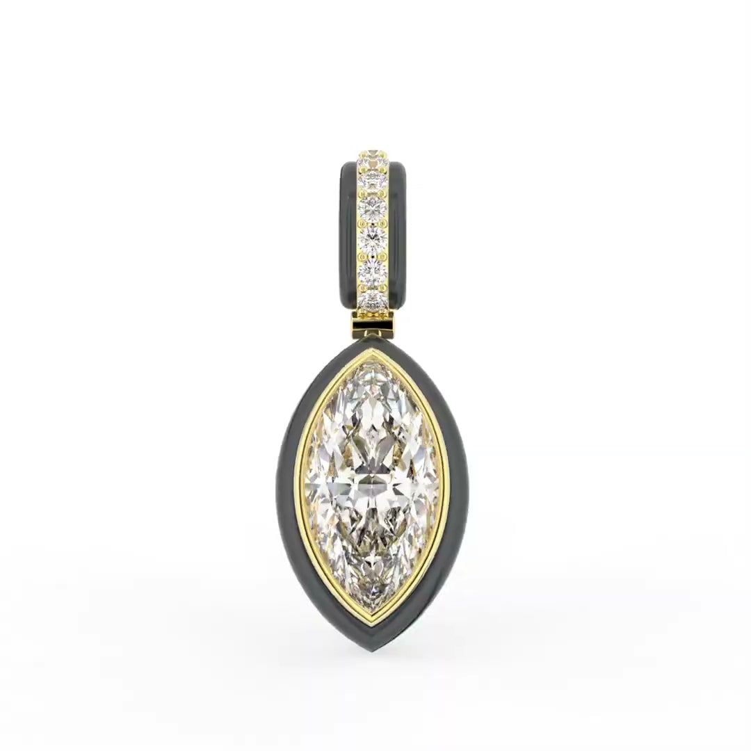 18K Marquise Solitaire Diamond Pendant — 3 COLOR