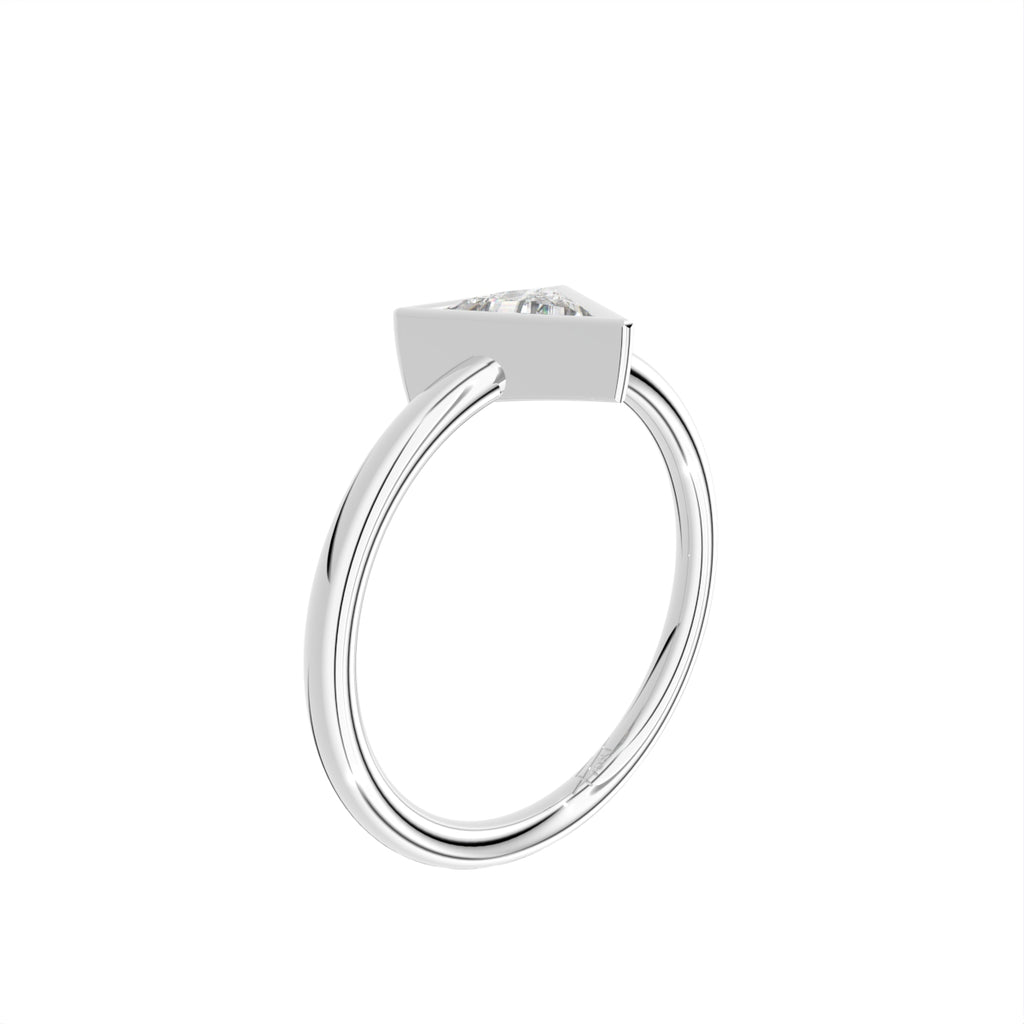 18K Solitaire Baguette Diamond Promise Ring — 3D VIEW