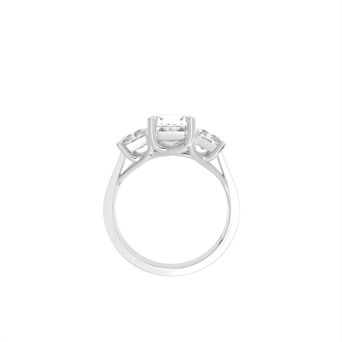 18K Trilogy Diamond Engagement Ring — FRONT
