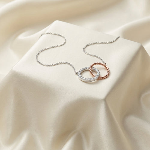 14K White Gold Anchor Chain Round Diamond Pendant