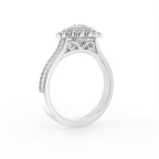 18K Halo Round Diamond Engagement Ring — 3D VIEW
