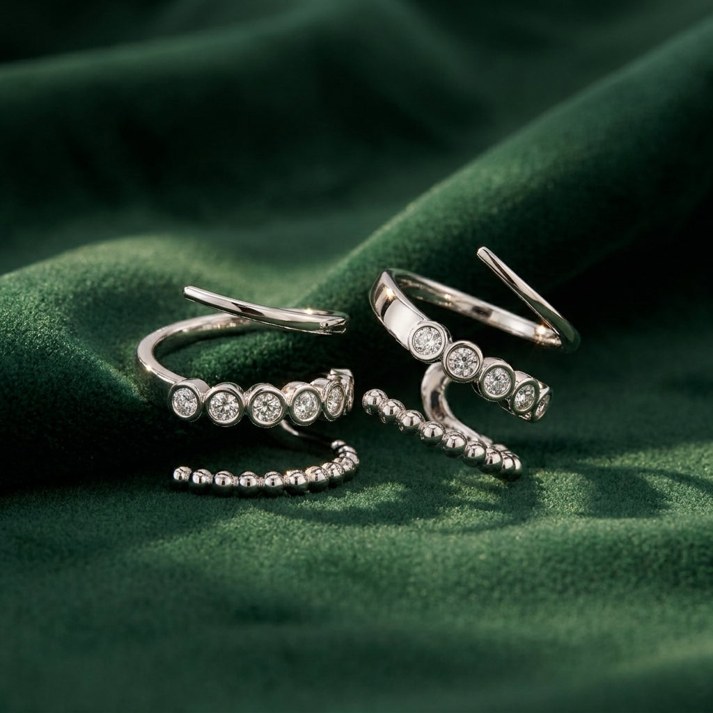 18K Yellow Gold Bespoke Diamond Ear Cuff