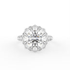 18K White Gold Floral Round Diamond Ring — TOP
