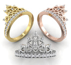 18K Bespoke Crown Diamond Ring — 3 COLOR