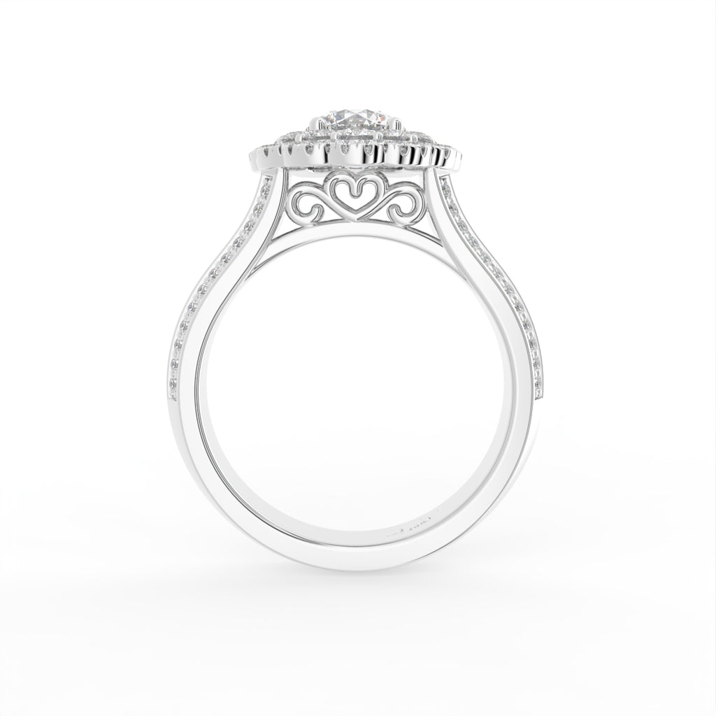 18K Halo Round Diamond Engagement Ring — FRONT