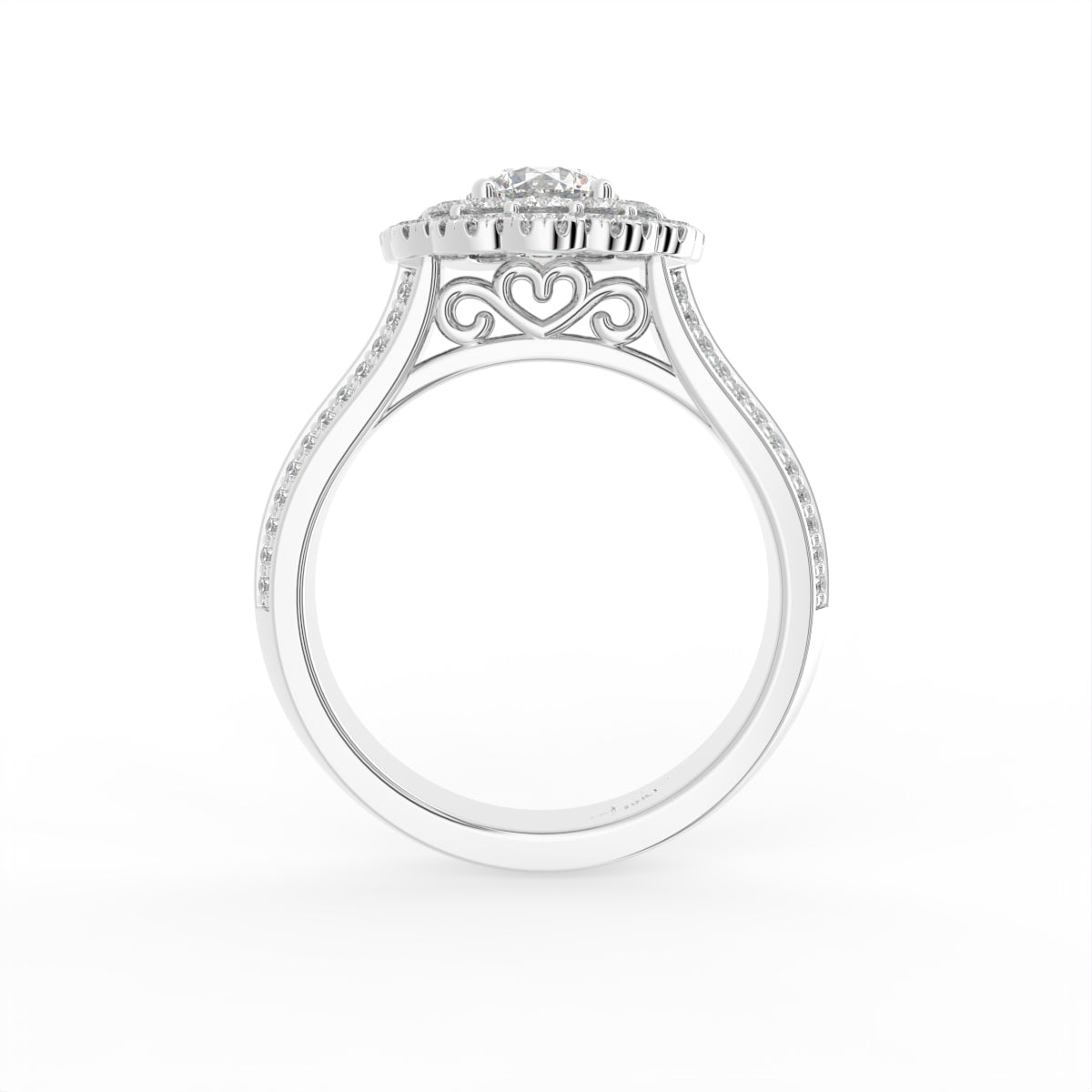 18K Halo Round Diamond Engagement Ring — FRONT