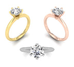 18K Solitaire Round Diamond Engagement Ring — 3 COLOR