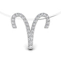 18K White Gold Zodiac Round Diamond Pendant — FRONT