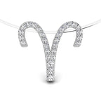 18K White Gold Zodiac Round Diamond Pendant — FRONT