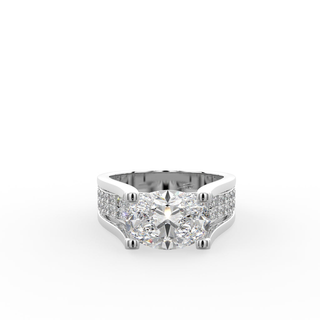 18K Solitaire Oval Diamond Ring — TOP