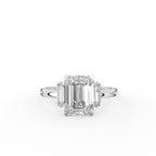 18K Solitaire Emerald Cut Diamond Engagement Ring — TOP