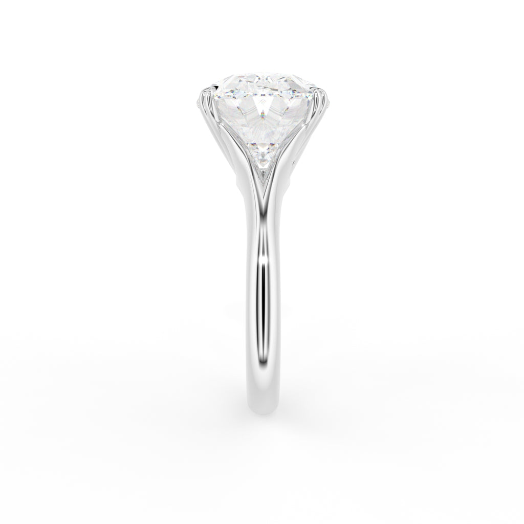 18K Oval Solitaire Diamond Engagement Ring — SIDE