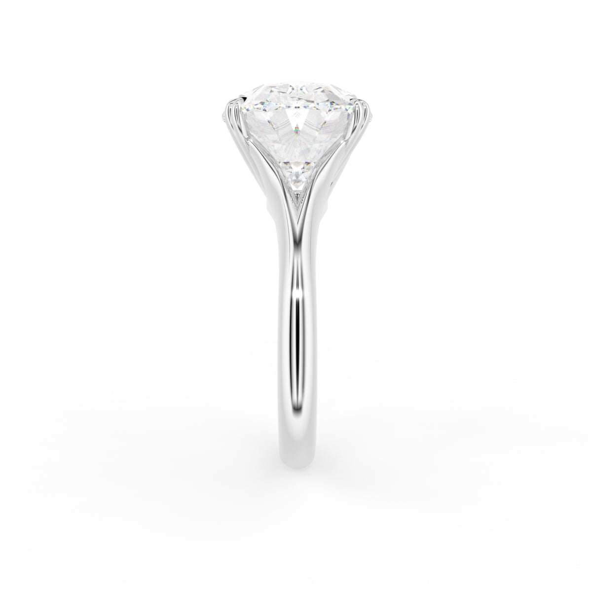 18K Oval Solitaire Diamond Engagement Ring — SIDE