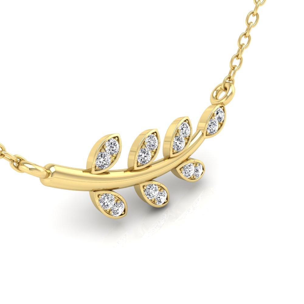 18K Floral Leaf Diamond Pendant — RIGHT