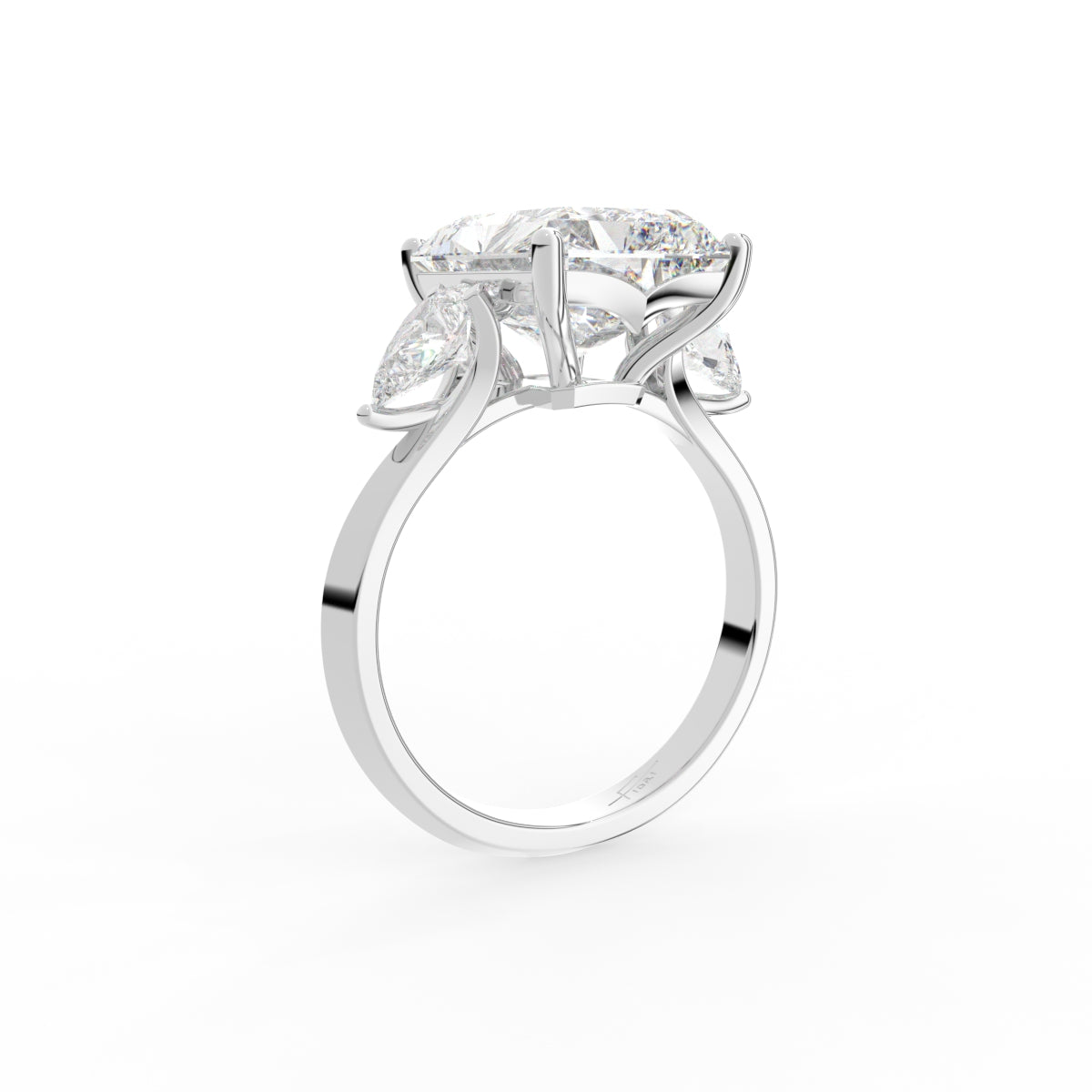 18K Solitaire Radiant Diamond Engagement Ring — 3D VIEW