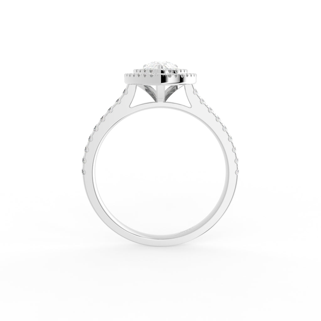18K Halo Pear Diamond Ring — FRONT