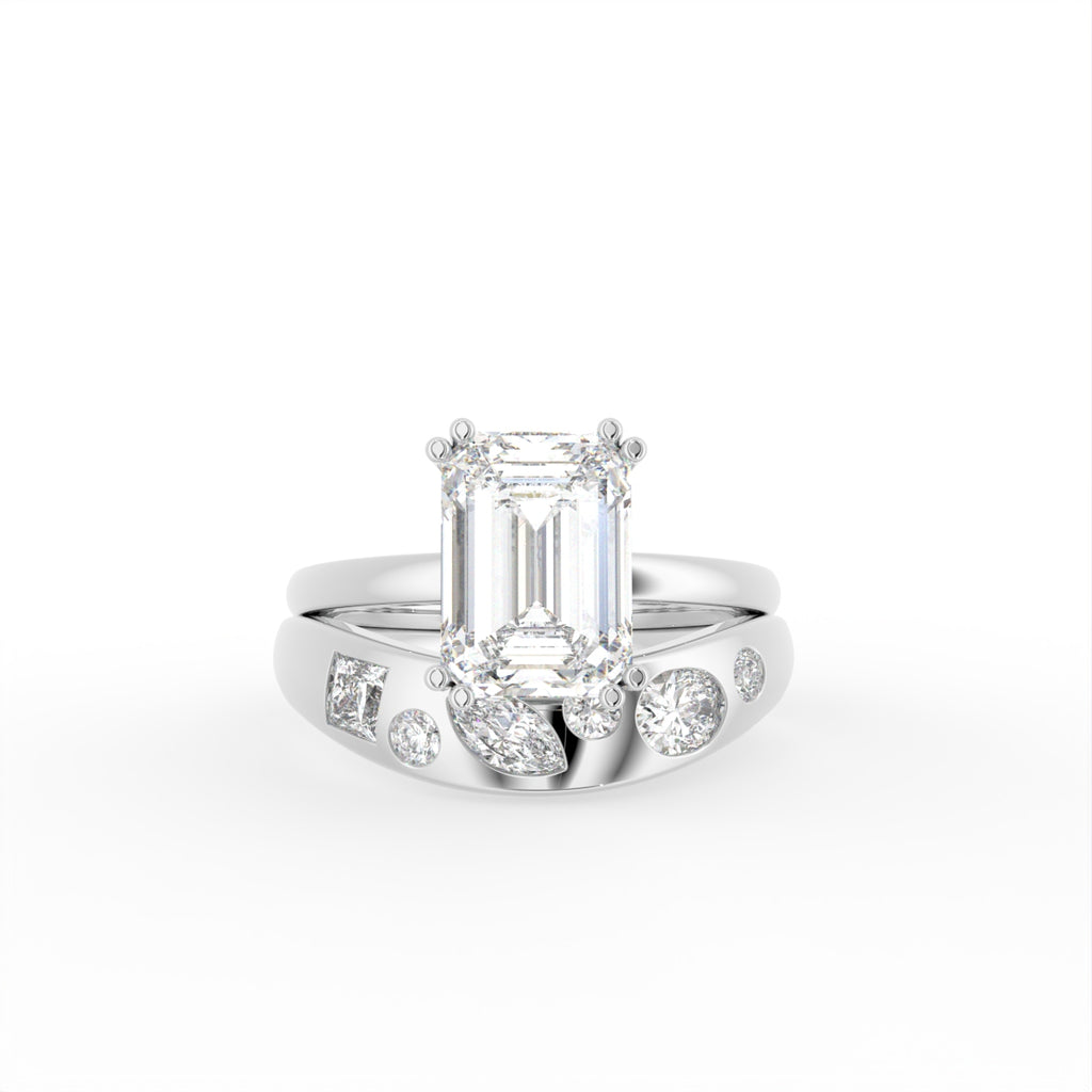 Sterling Silver Radiant Diamond Ring — TOP