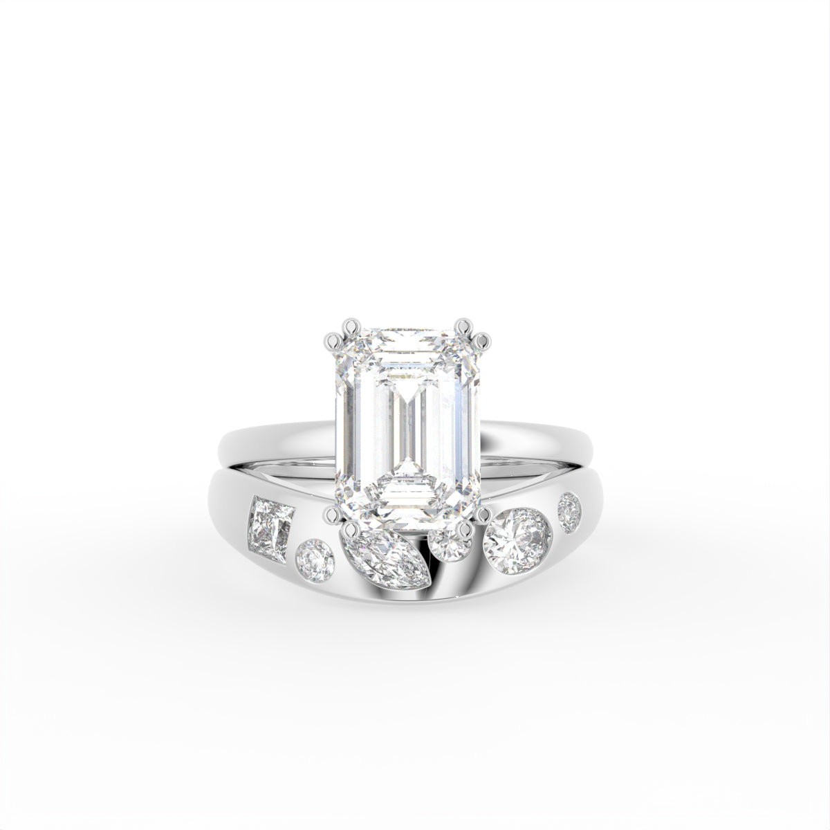 Sterling Silver Radiant Diamond Ring — TOP