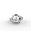 18K White Gold Halo Round Diamond Ring — TOP