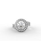 18K White Gold Halo Round Diamond Ring — TOP