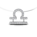 18K White Gold Zodiac Round Diamond Pendant — FRONT