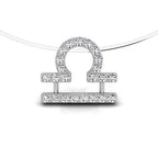18K White Gold Zodiac Round Diamond Pendant — FRONT