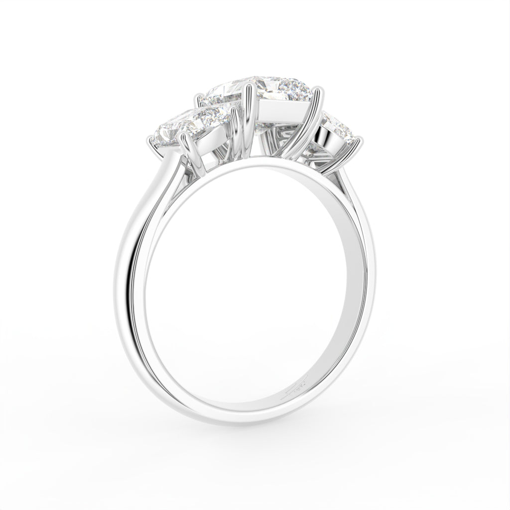 18K Trilogy Diamond Engagement Ring — 3D VIEW