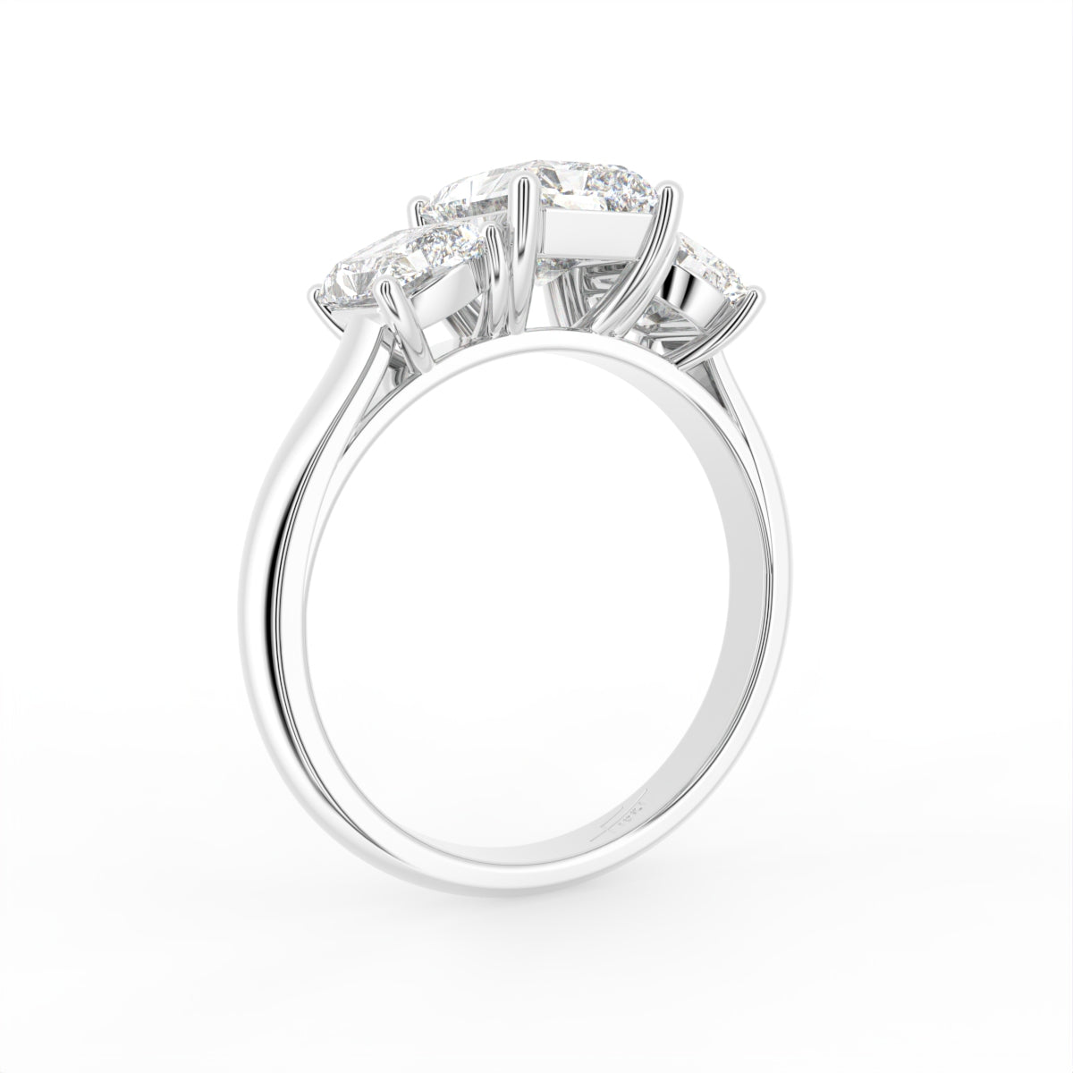18K Trilogy Diamond Engagement Ring — 3D VIEW