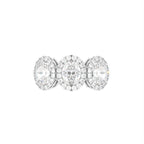 18K Trilogy Halo Oval Diamond Ring — TOP