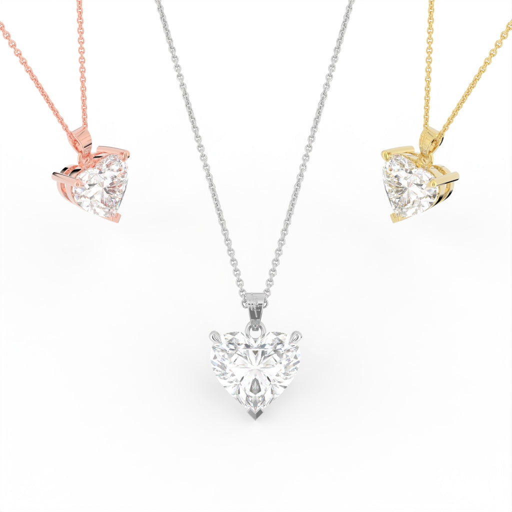 18K Solitaire Diamond Pendant — 3 COLOR