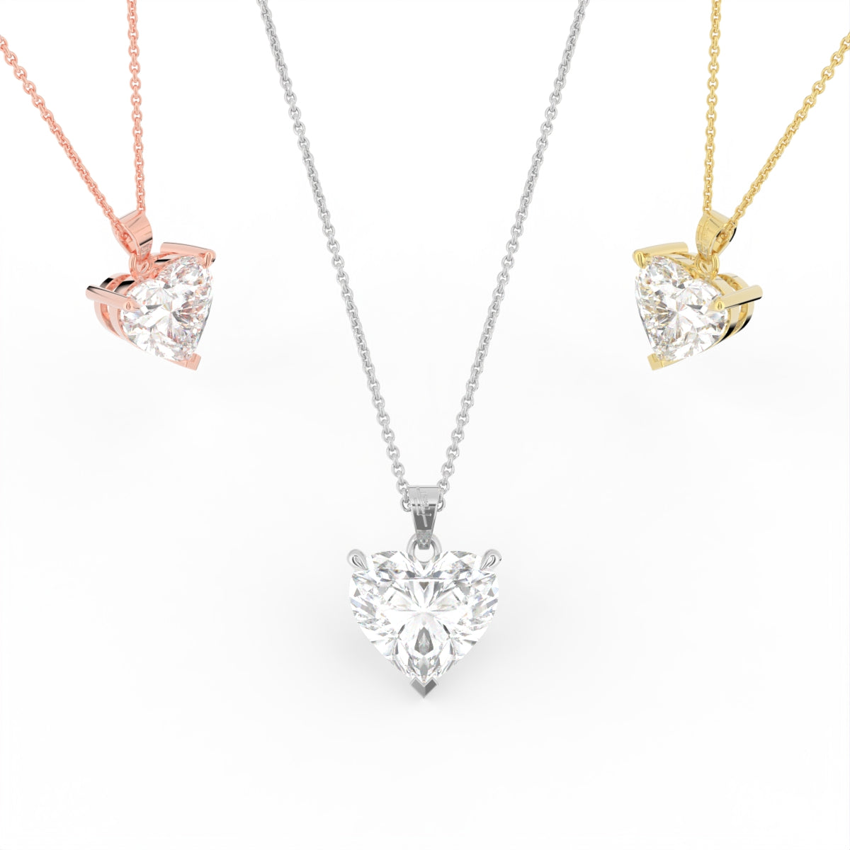 18K Solitaire Diamond Pendant — 3 COLOR