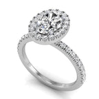 18K Halo Oval Diamond Ring — 3D VIEW