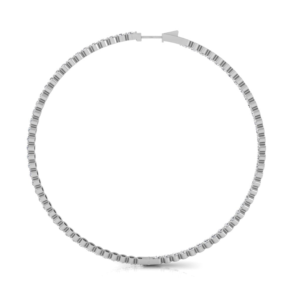 18K Round Diamond Hoop Earrings — SIDE VIEW
