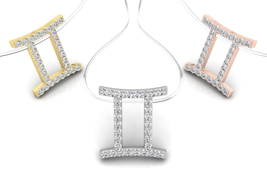 18K Zodiac Round Diamond Pendant — 3 COLOR