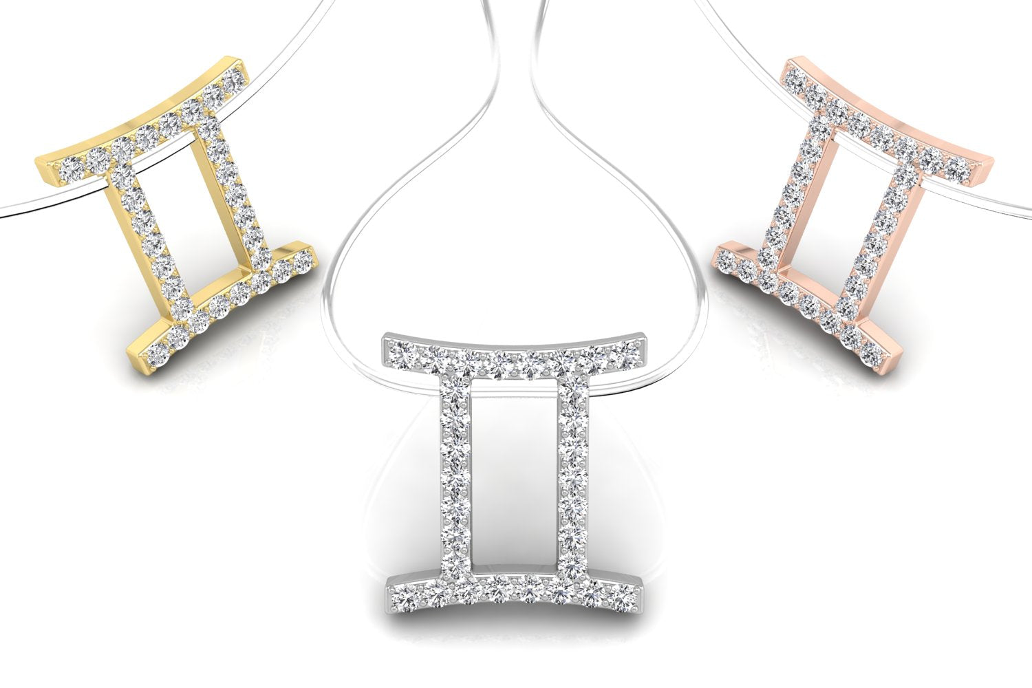 18K Zodiac Round Diamond Pendant — 3 COLOR