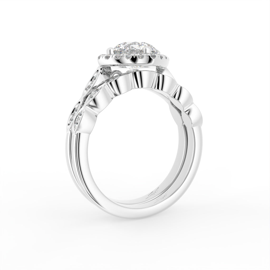 18K Halo Round Diamond Engagement Ring — 3D VIEW