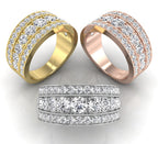 18K Eternity Round Diamond Multi-Row Ring — 3 COLOR