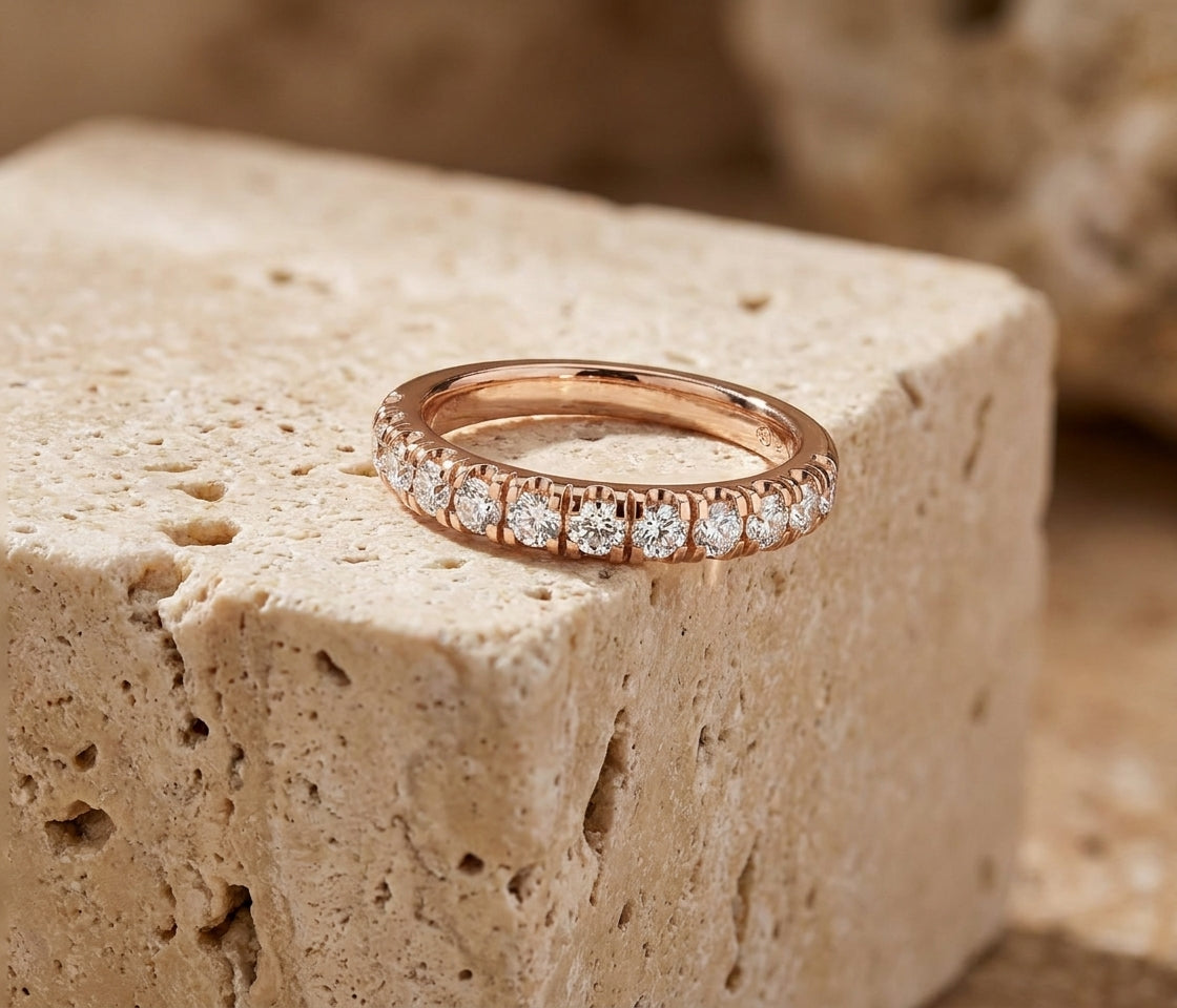 14K Rose Gold Round Diamond Eternity Ring