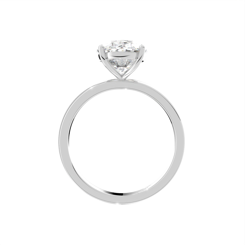 18K Solitaire Oval Diamond Engagement Ring — FRONT