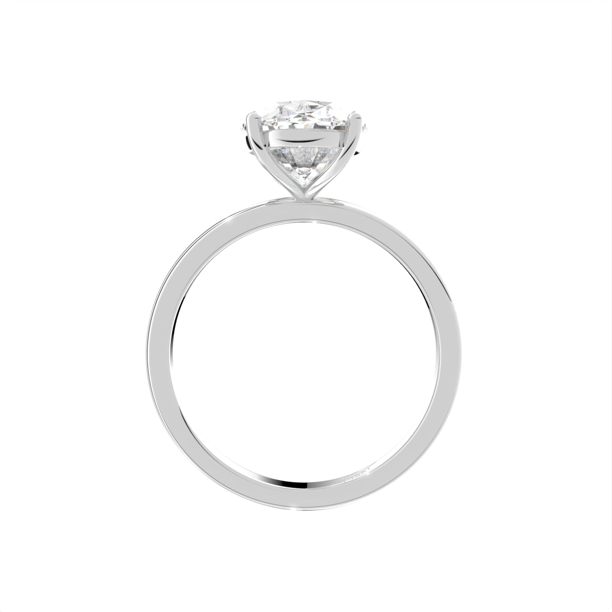 18K Solitaire Oval Diamond Engagement Ring — FRONT
