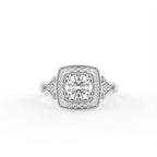 vimg:FJ3066|vimg:FJ3068|vimg:FJ1127|18K Halo Round Diamond Ring — TOP