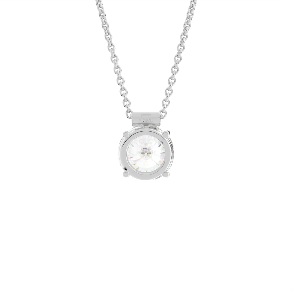 18K White Gold Solitaire Round Diamond Pendant — BACK