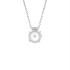 18K White Gold Solitaire Round Diamond Pendant — BACK