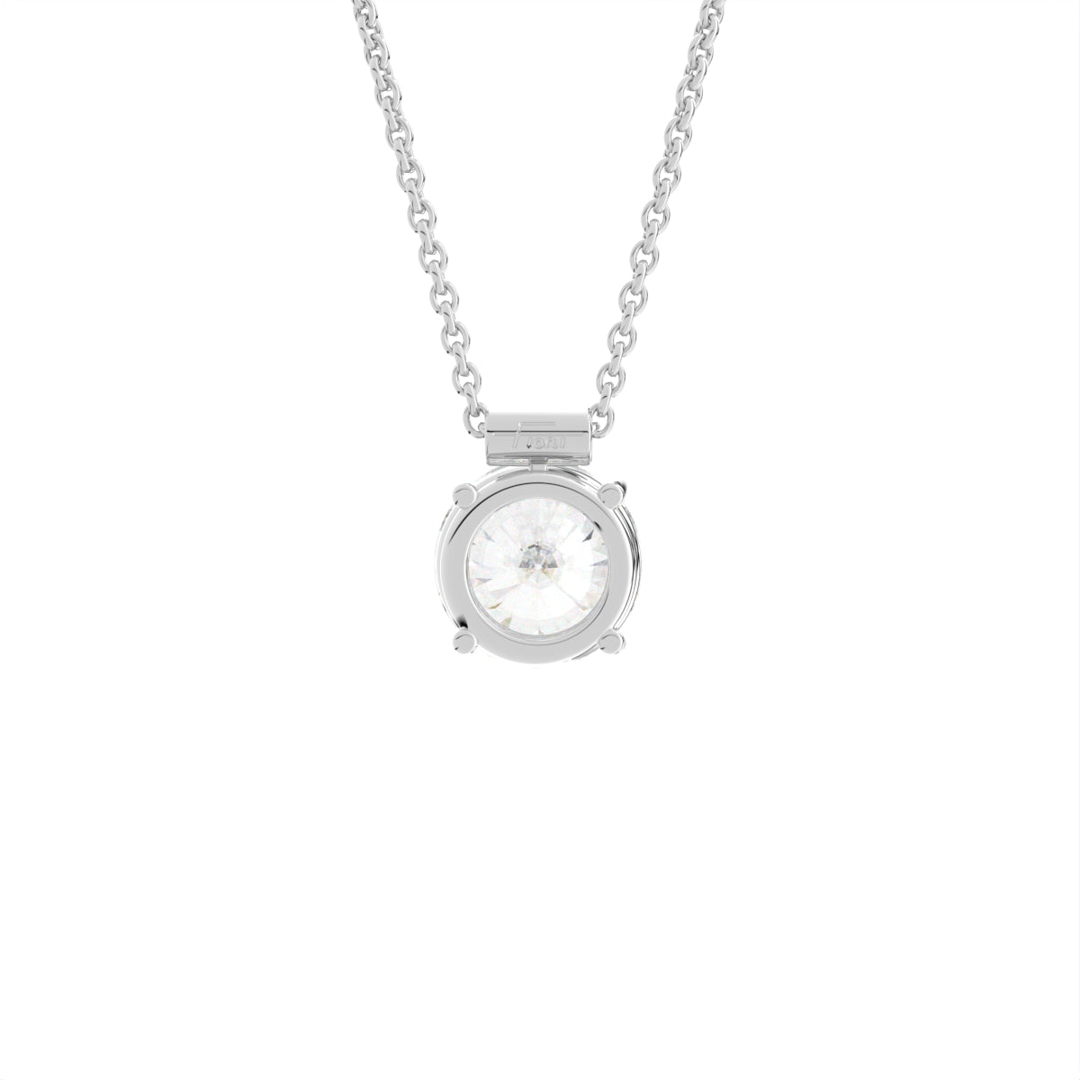 18K White Gold Solitaire Round Diamond Pendant — BACK
