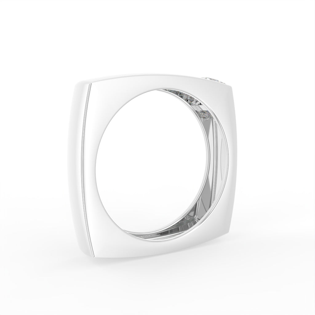 14K White Gold Princess Diamond Ring — 3D VIEW