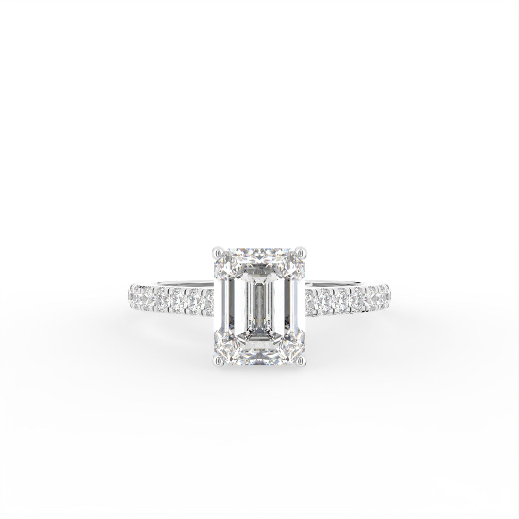 18K Solitaire Emerald Cut Diamond Ring — TOP