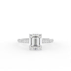 18K Solitaire Emerald Cut Diamond Ring — TOP